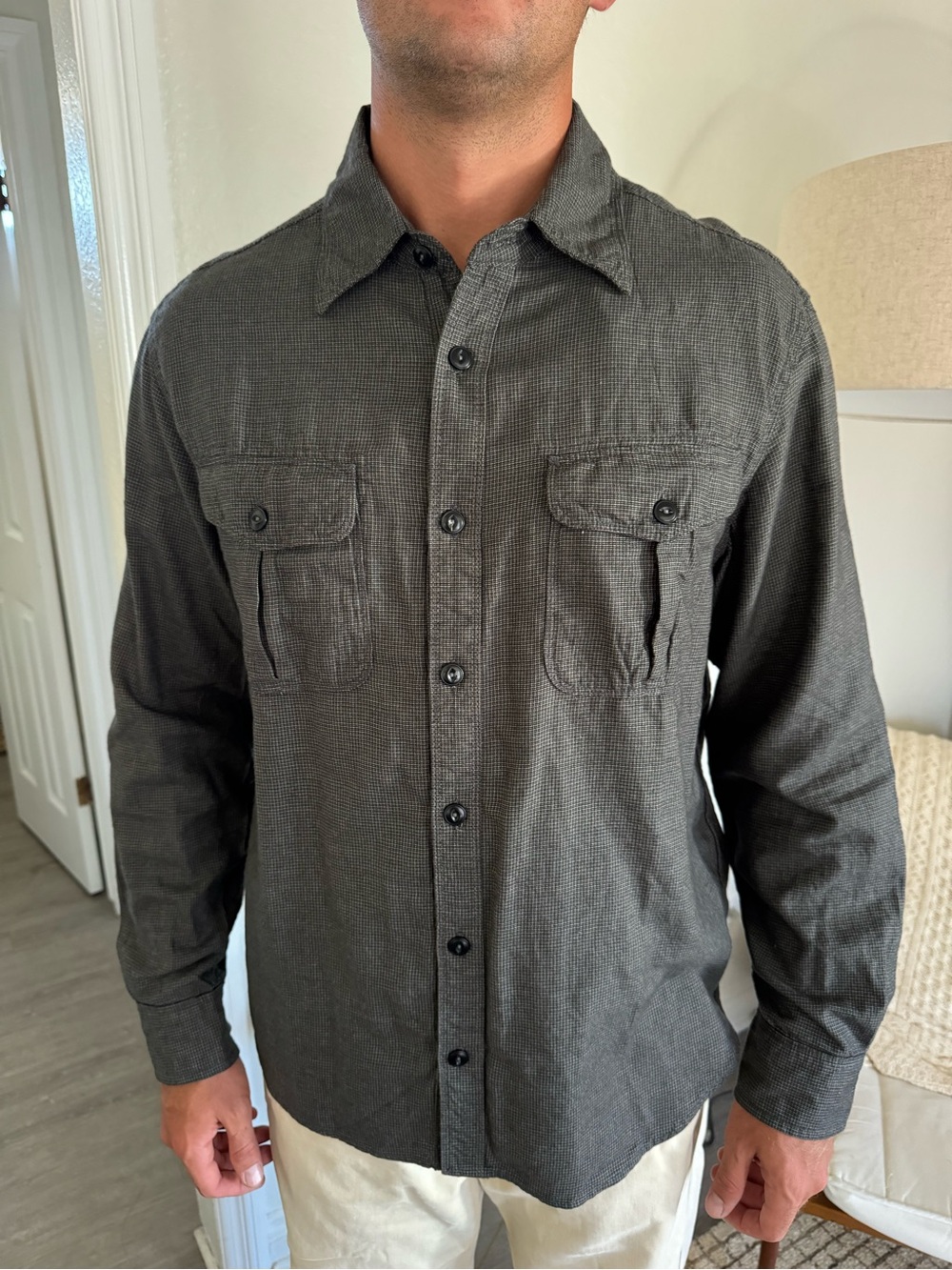 Freenote Cloth Casual Long-Sleeve Button-Down Shirt in Charcoal Gray